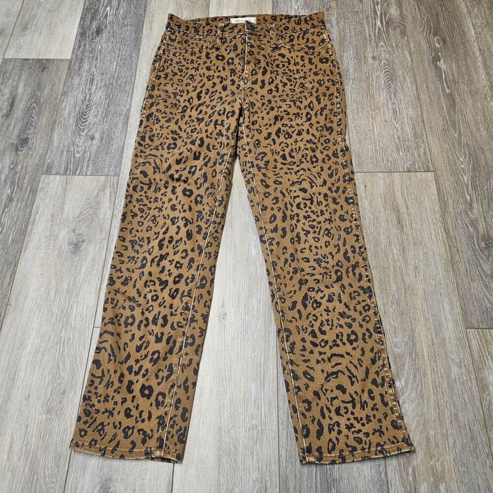 Madewell Stovepipe Straight Leg Cropped Leopard Print Denim Jeans Women's 26